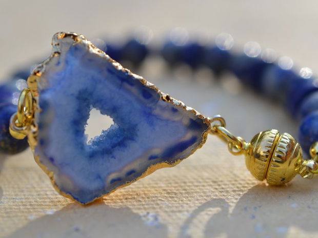 Brățară cu lapis lazuli si agată druzy