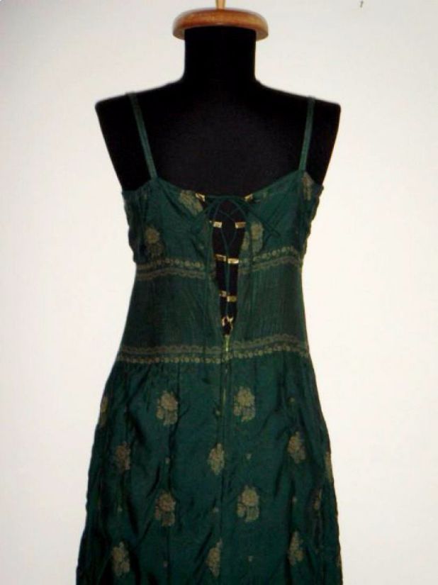 Rochie maxi noua, Diana Osorhan, din matase verde, cu volan