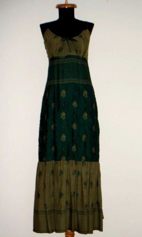 Rochie maxi noua, Diana Osorhan, din matase verde, cu volan