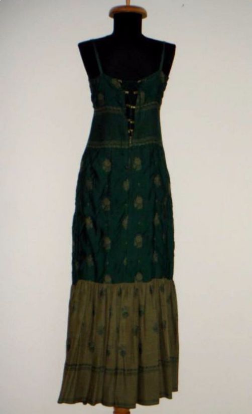 Rochie maxi noua, Diana Osorhan, din matase verde, cu volan