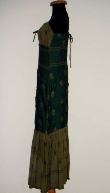 Rochie maxi noua, Diana Osorhan, din matase verde, cu volan