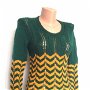 Bluza pulover tricotat manual verde galben dungi