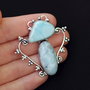 Pandantiv Larimar dominican - natural, netratat, veritabil  in rama argintata si antichizata