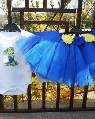 Set aniversar cu fusta tutu Minions