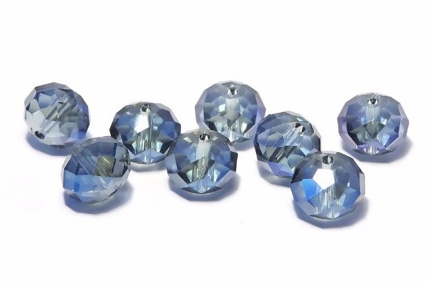 Cristale din sticla, rondelle, 10x8 mm, albastre