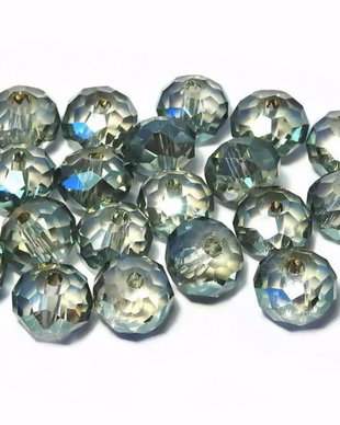 Cristale din sticla, rondelle, 6x5 mm, verzi