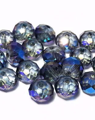 Cristale din sticla, rondelle, 6x5 mm, albastre