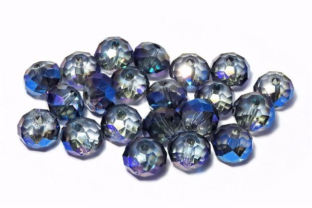 Cristale din sticla, rondelle, 6x5 mm, albastre