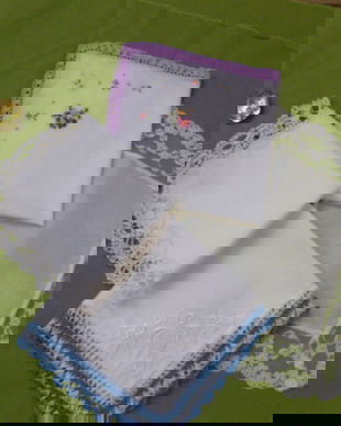 Set 4 batistute cu dantela si broderie