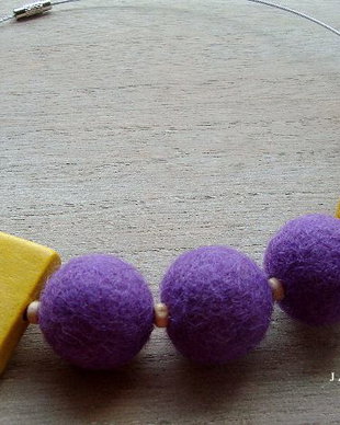 Colier Eclectic yellow and mauve