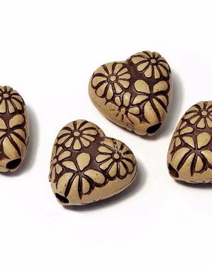 Margele din acril, decorative, inimioara, antic style, 13x13 mm