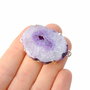 Conector cu agata & quartz druzy mov pastel in rama argintata