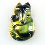 4228 - Pandantiv, vulpe sculptata, ochi de tigru maro-verzui, 37x24x11mm