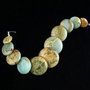 7837 - SET, pandantiv, jasp serpentine, bleu turcoaz - beige - cafeniu, 10x5 - 20x5mm