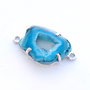 Conector cu agata druzy  free form albastru ceruleum intens cu alb in rama argintata