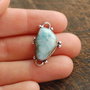 Larimar dominican - natural, netratat, veritabil  in rama argintata si antichizata