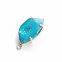 Conector cu agata druzy  free form albastru ceruleum intens cu alb in rama argintata