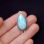 Larimar dominican - natural, netratat, veritabil  in rama argintata si antichizata