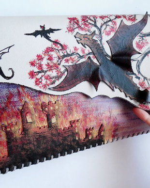 poseta plic handmade unicat din piele naturala -Game of Thrones