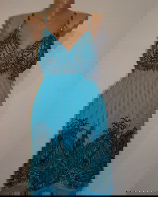 Rochie turcoise cu bordura dantelata