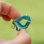 Conector cu agata druzy teal in rama argintata
