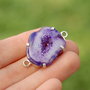 Conector cu agata & quartz druzy mov in rama argintata