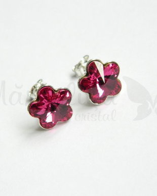 Cercei Swarovski - Floricica Fuchsia