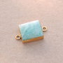 Conector amazonit natural in rama alama argintata - replacat cu aur 24K