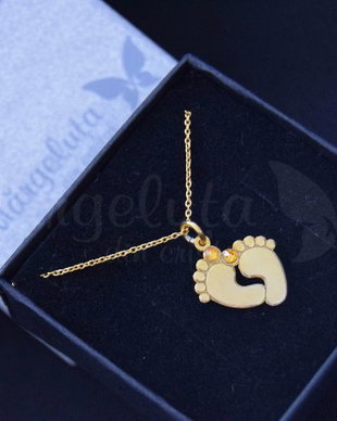 Lantisor personalizat argint 925 placat cu aur - Picioruse bebe