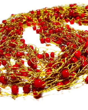 Colier crosetat Golden and Red