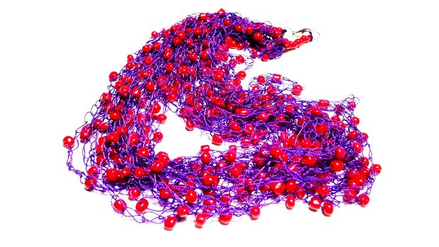 Colier crosetat Purple and Red