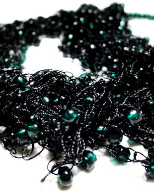 Colier crosetat Black and Dark Green