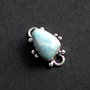 Larimar dominican - natural, netratat, veritabil  in rama argintata si antichizata