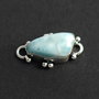 Larimar dominican - natural, netratat, veritabil  in rama argintata si antichizata