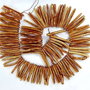 7844 - Sirag (cca.100b) coral tubular fosil, auriu, 30x5mm