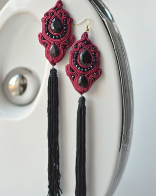 Cercei soutache Burgundy