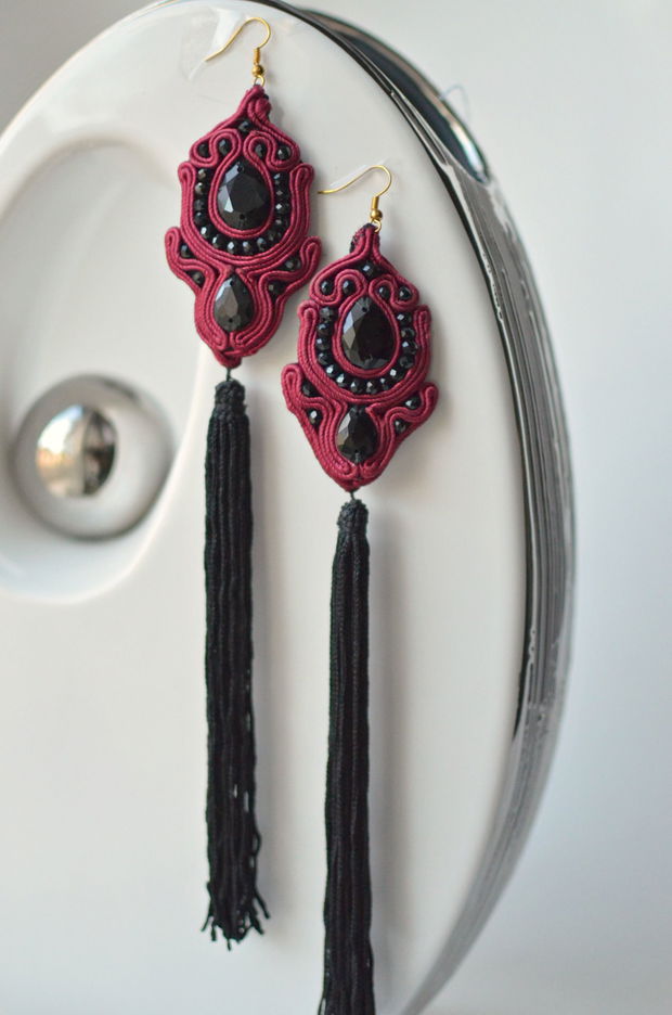 Cercei soutache Burgundy