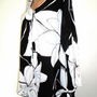 Bluza design floral alb-negru