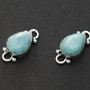 Larimar dominican ( 2 buc)  - natural, netratat, veritabil  in rama argintata si antichizata
