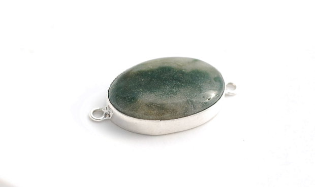 Conector cu jasper natural - in rama argintata