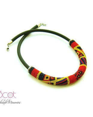 Colier crosetat cu margele de nisip-motiv etnic- Boho Summer