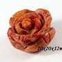 7856 - Cabochon, coral sculptat manual, floare trandafir, 20x20x12mm