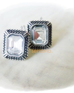 cercei clips argintii cu cristal