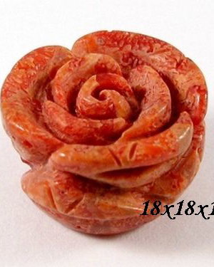 7860 - Cabochon, coral sculptat manual, floare trandafir, 18x18x12mm