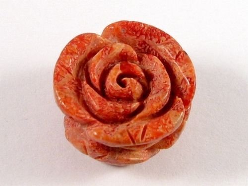7860 - Cabochon, coral sculptat manual, floare trandafir, 18x18x12mm