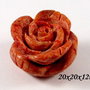7862 - Cabochon, coral sculptat manual, floare trandafir, 20x20x12mm