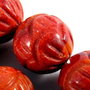 7842 - (2buc) Margele coral sculptat, rosu, sfere 14mm
