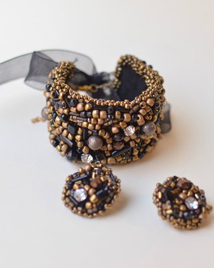 Bratara si cercei Black and Gold