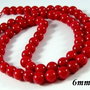 7855 - (35buc) Margele coral rosu, sfere 6mm