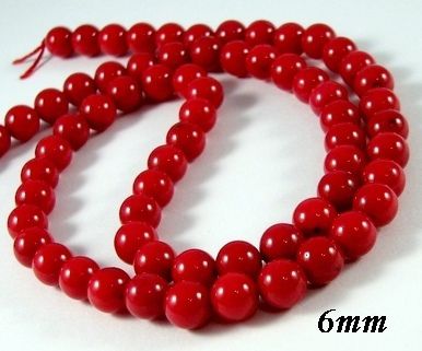 7855 - (35buc) Margele coral rosu, sfere 6mm